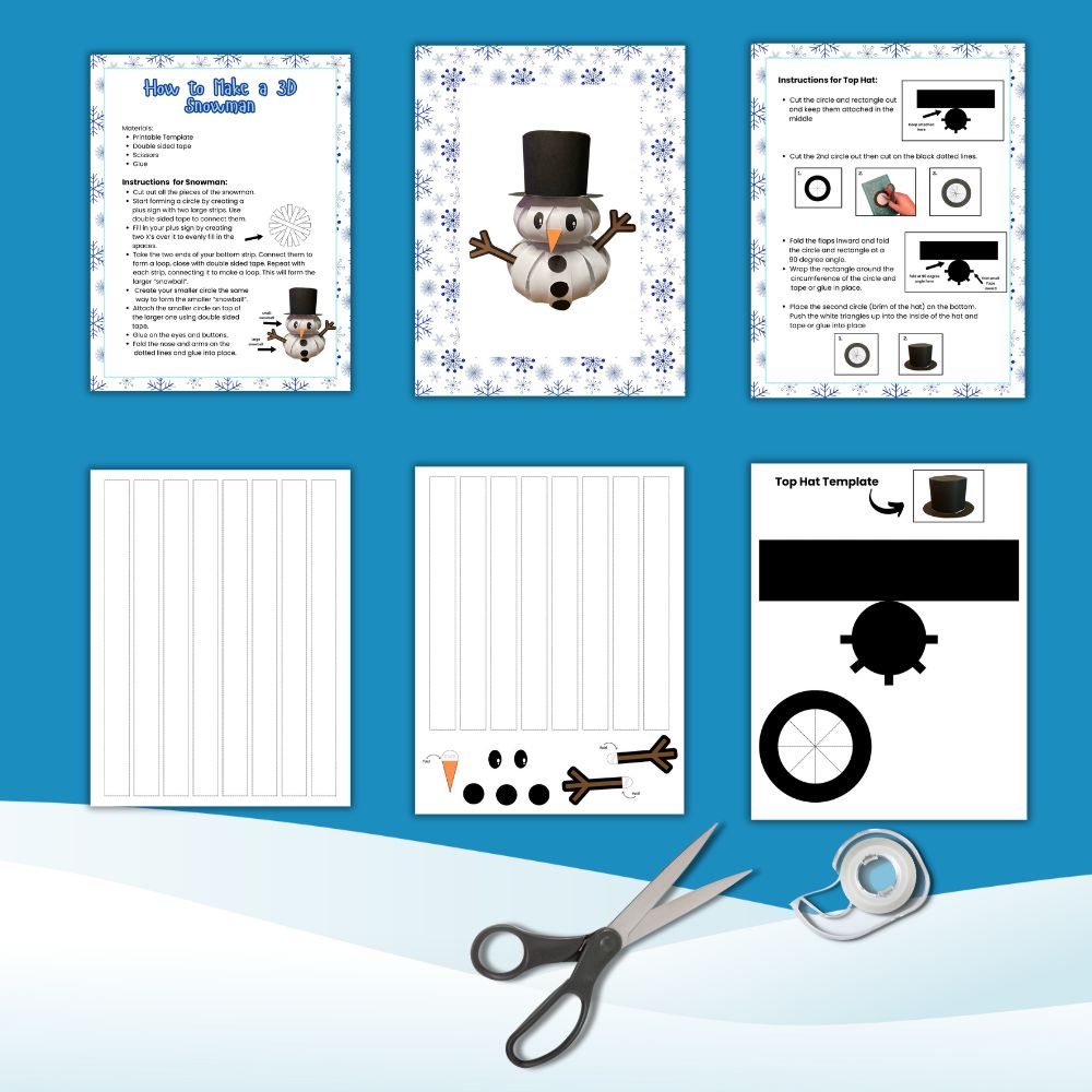 3D Snowman Template Mockup