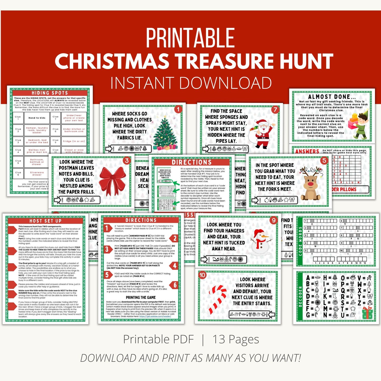 Printable Christmas Treasure Hunt