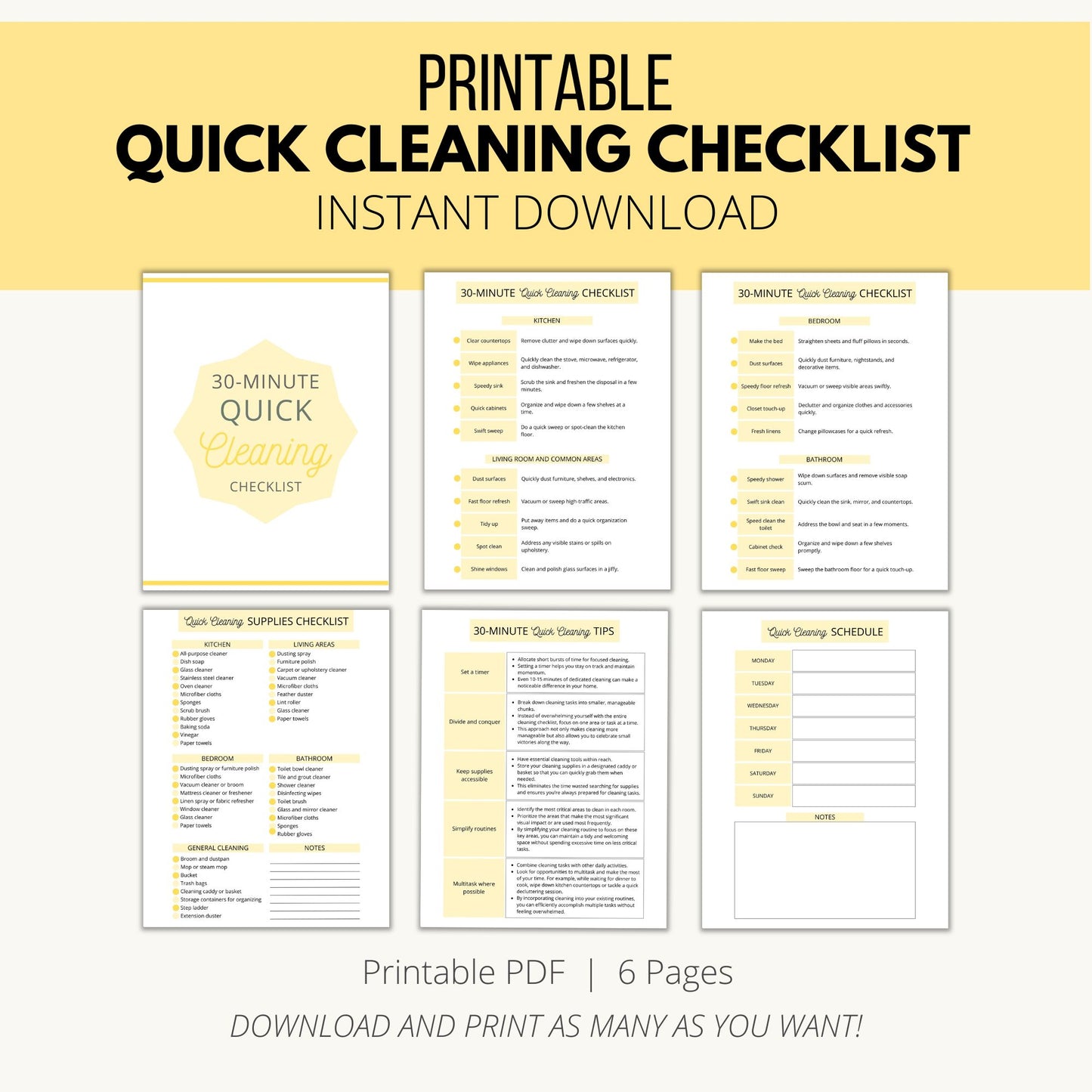 Speed Cleaning Checklist