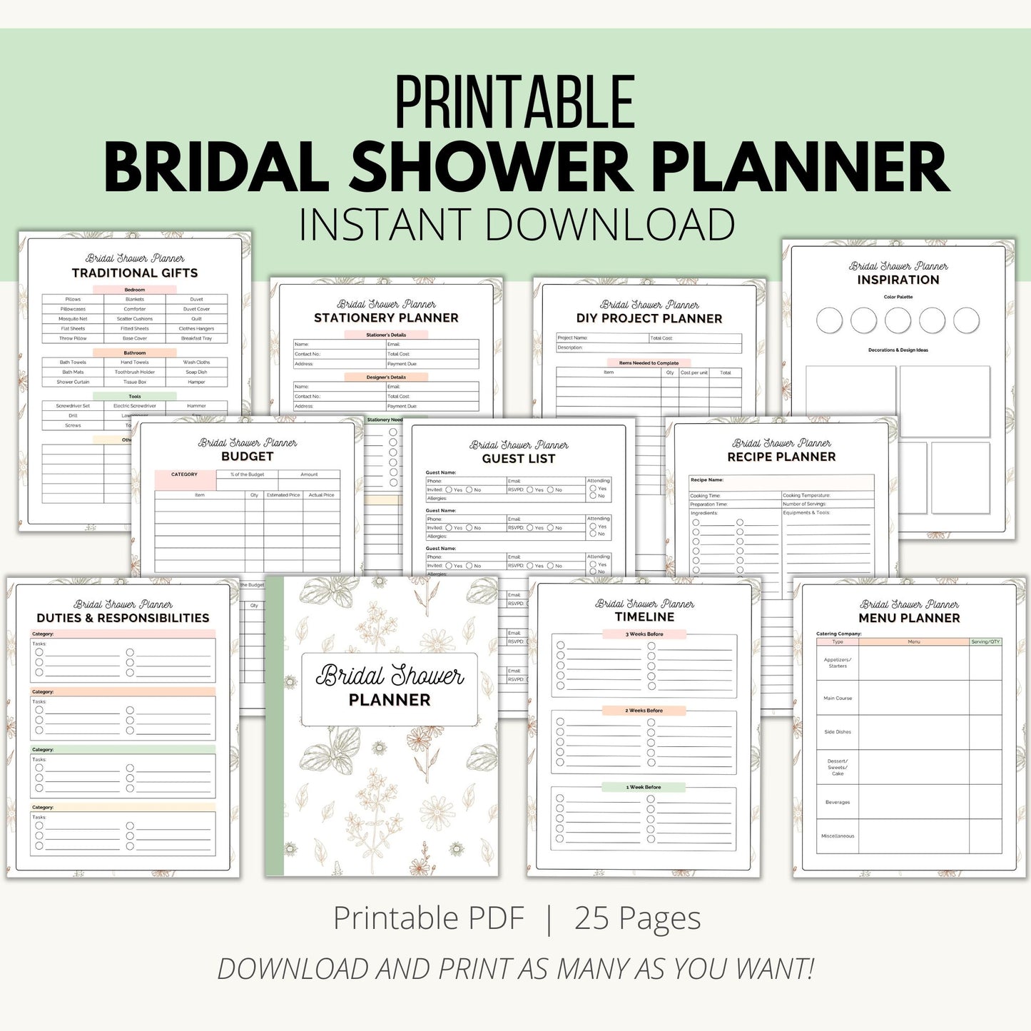 Printable Bridal Shower Planner