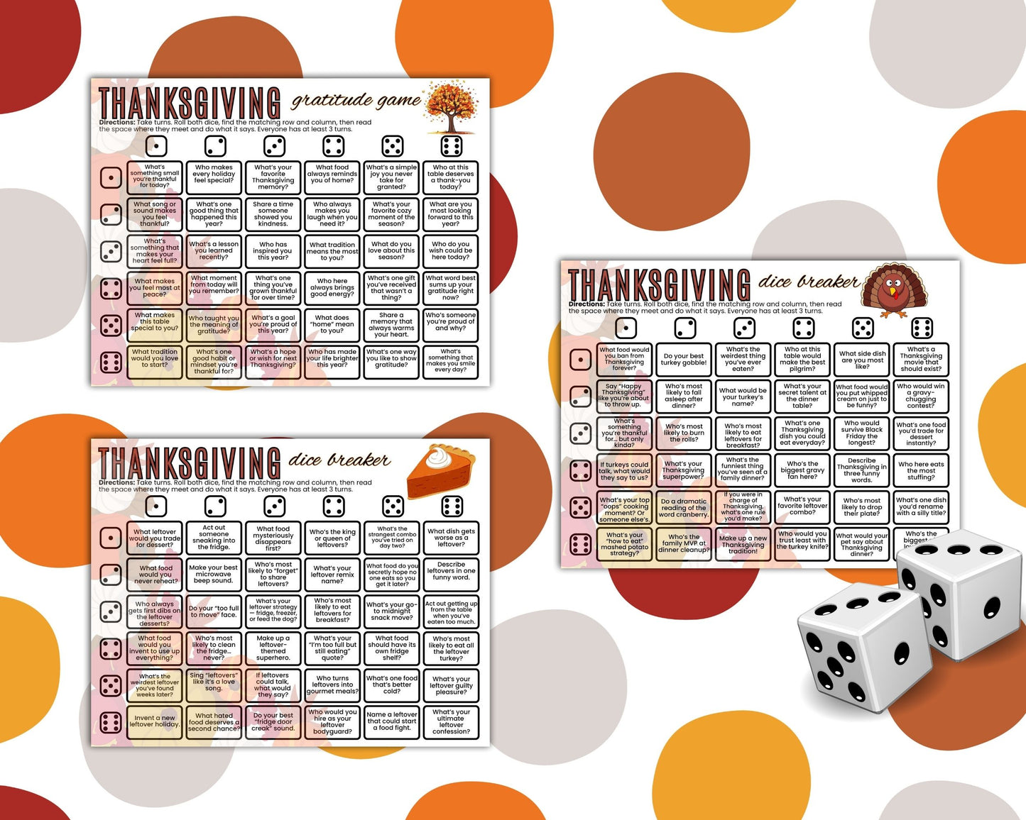Thanksgiving Dice Games