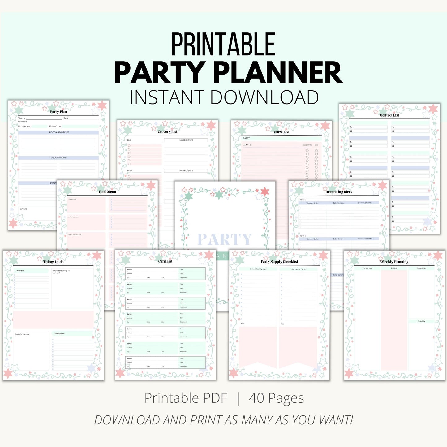 Printable Party Planner