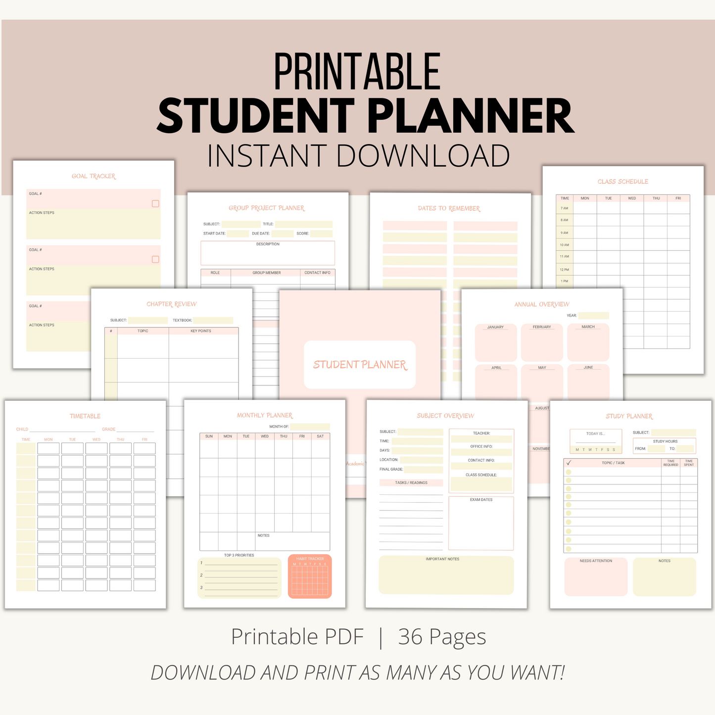 Printable Student Planner