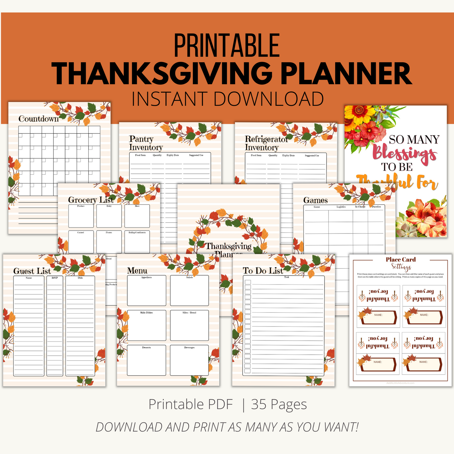 Printable Thanksgiving Planner