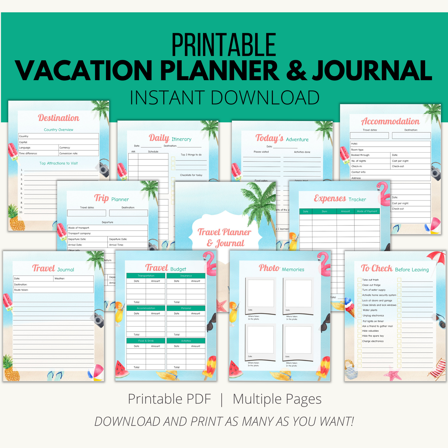Printable Vacation Planner & Journal