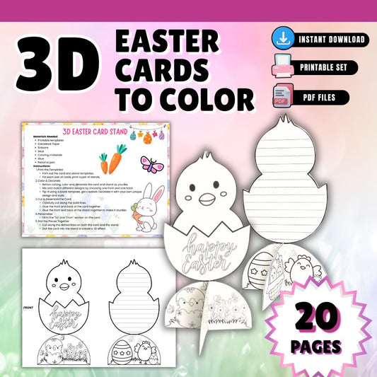 3D Easter Cards to Color