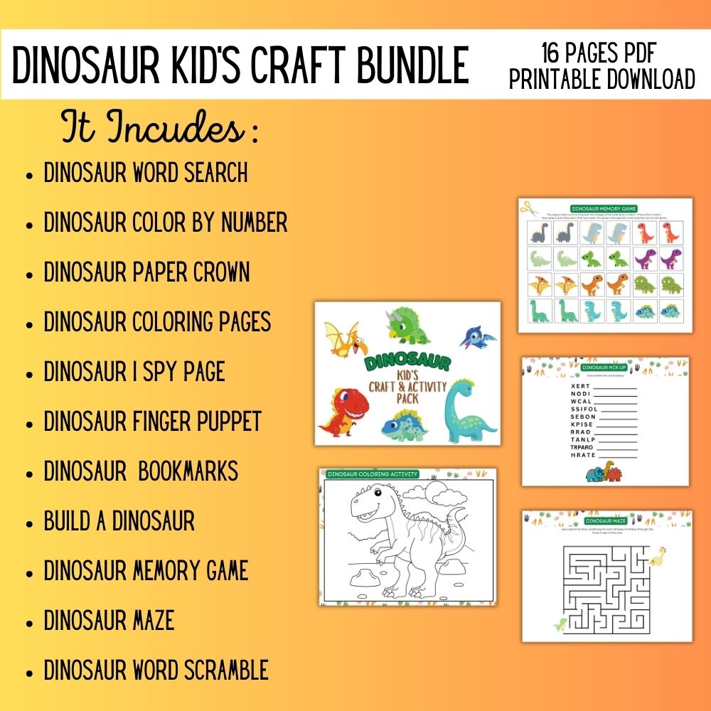 Dinosaur Kid's Craft & Actiity Bundle - What's Included