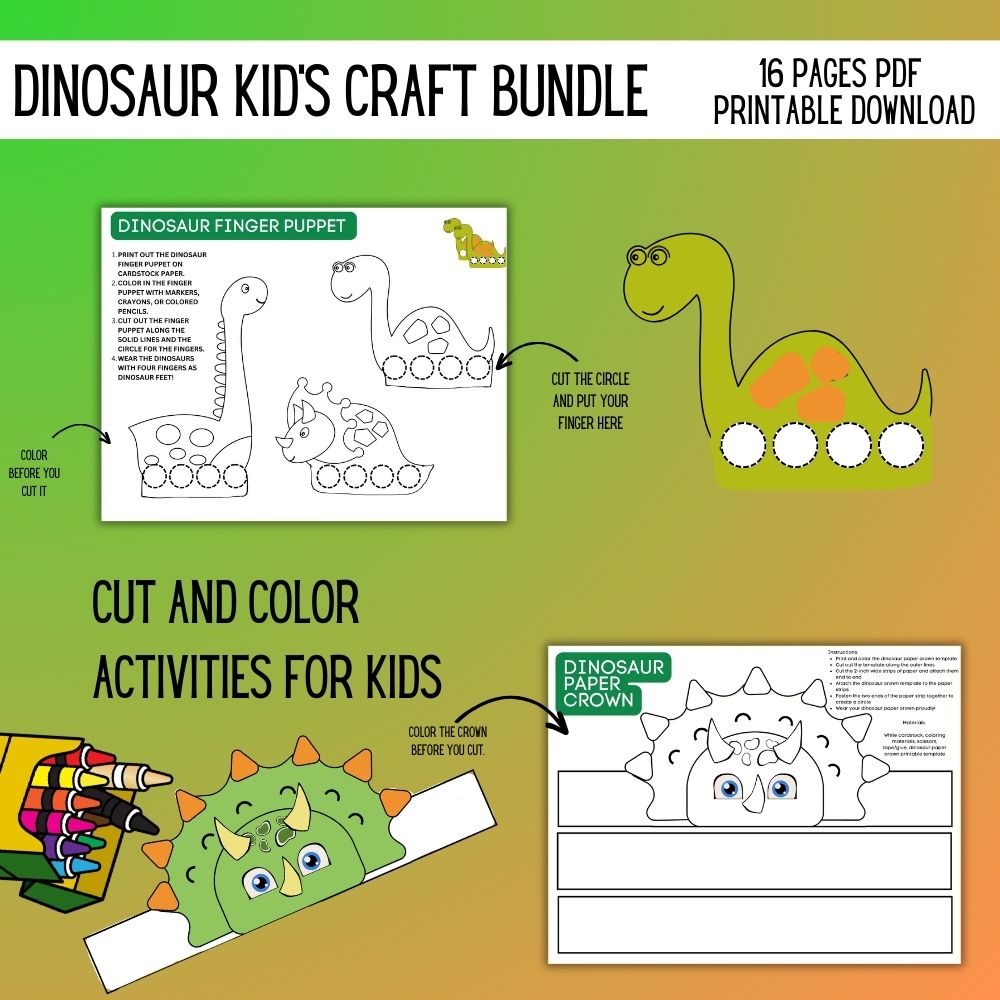Dinosaur Kid's Craft & Activity Bundle Mockup 4