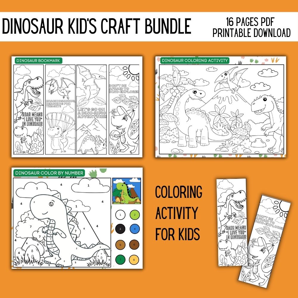 Dinosaur Kid's Craft & Activity Bundle Mockup 5