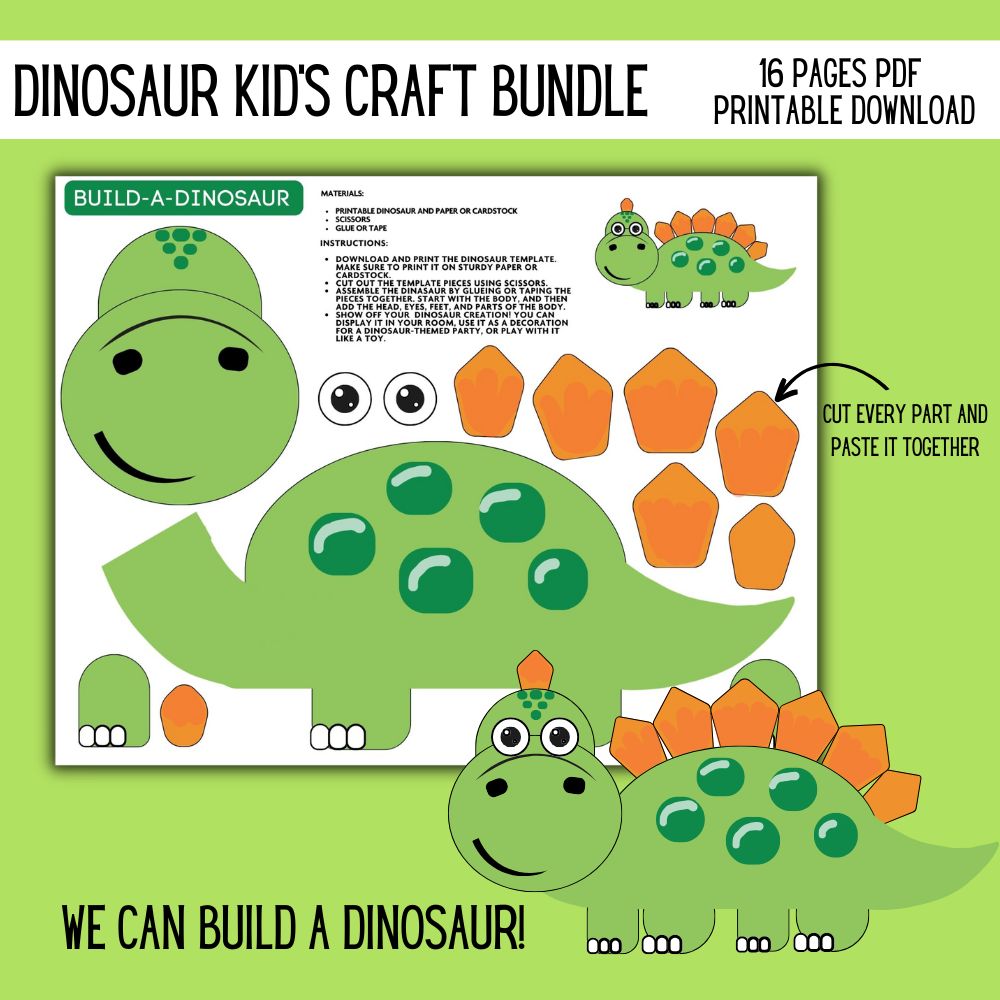 Dinosaur Kid's Craft & Activity Bundle Mockup 6