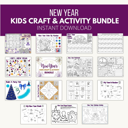 New Year Kids Craft & Activity Bundle