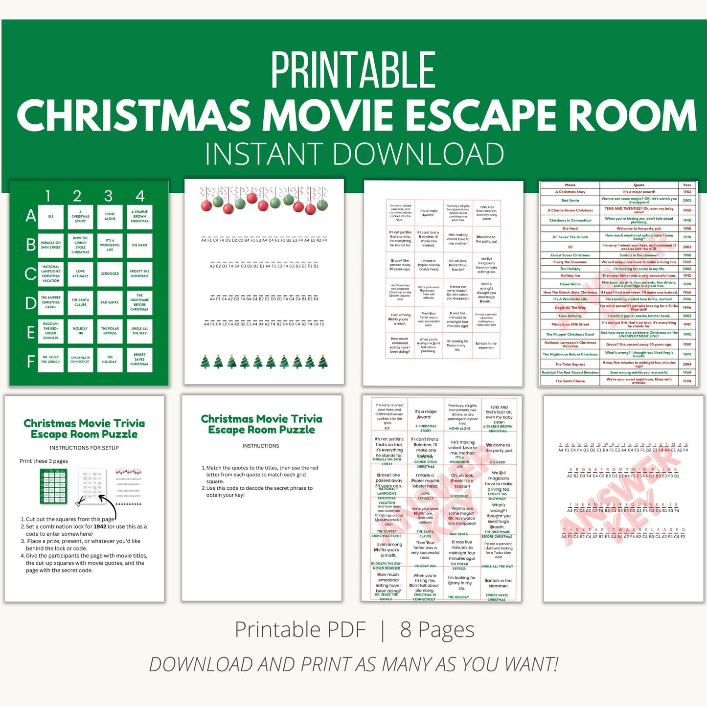 Printable Christmas Movie Escape Room