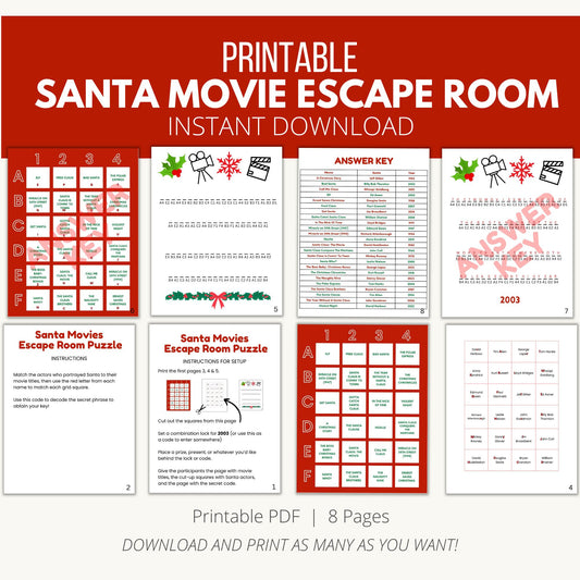 Printable Santa Movie Escape Room