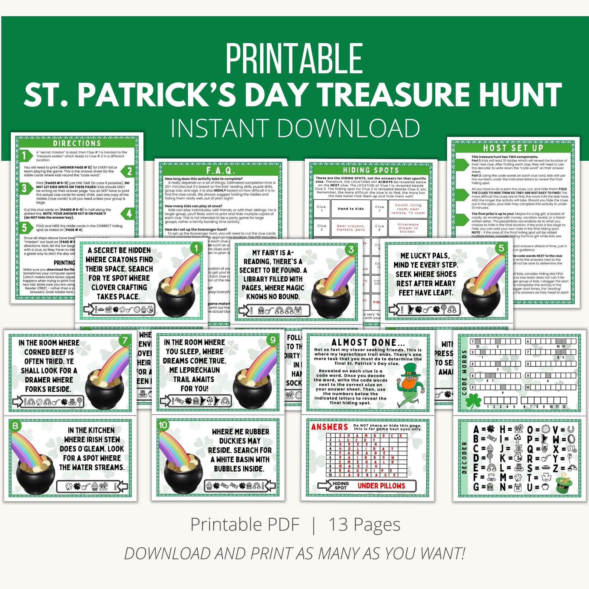 Printable St. Patrick's Day Treasure Hunt