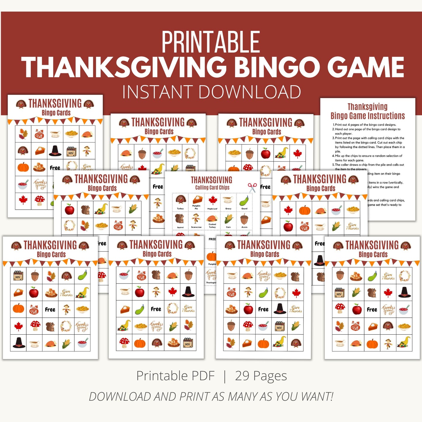 Printable Thanksgiving Bingo Game