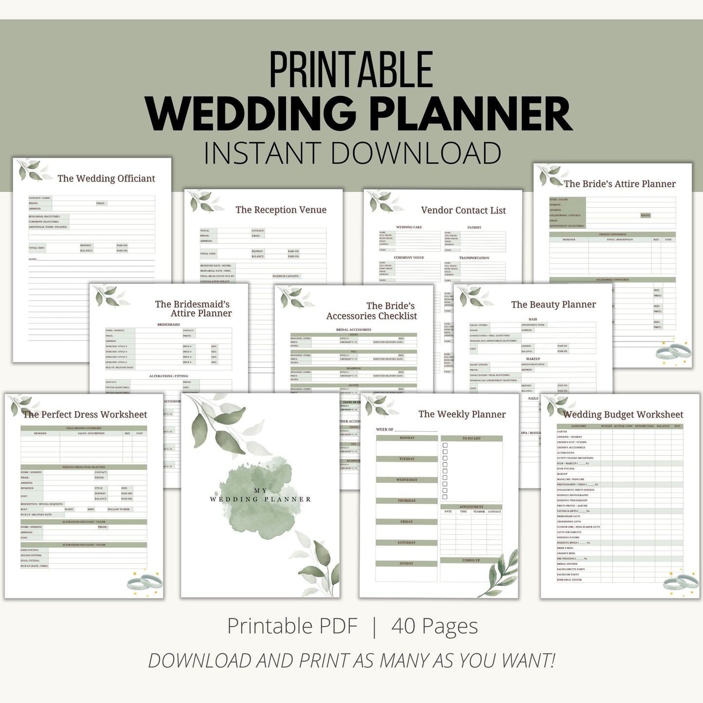 Printable Wedding Planner