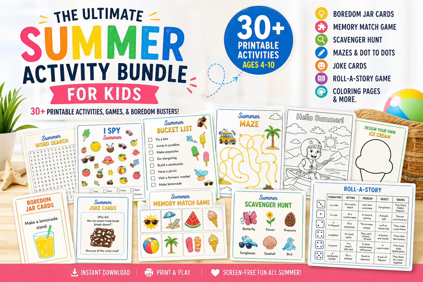 The Ultimate Summer Activity Bundle for Kids- 30+ Printable Activities