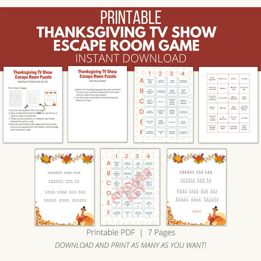 Thanksgiving TV Show Escape Room Game