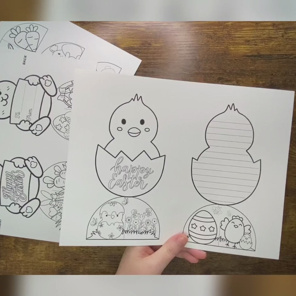 Step by Step Video for 3D Easter Cards to Color