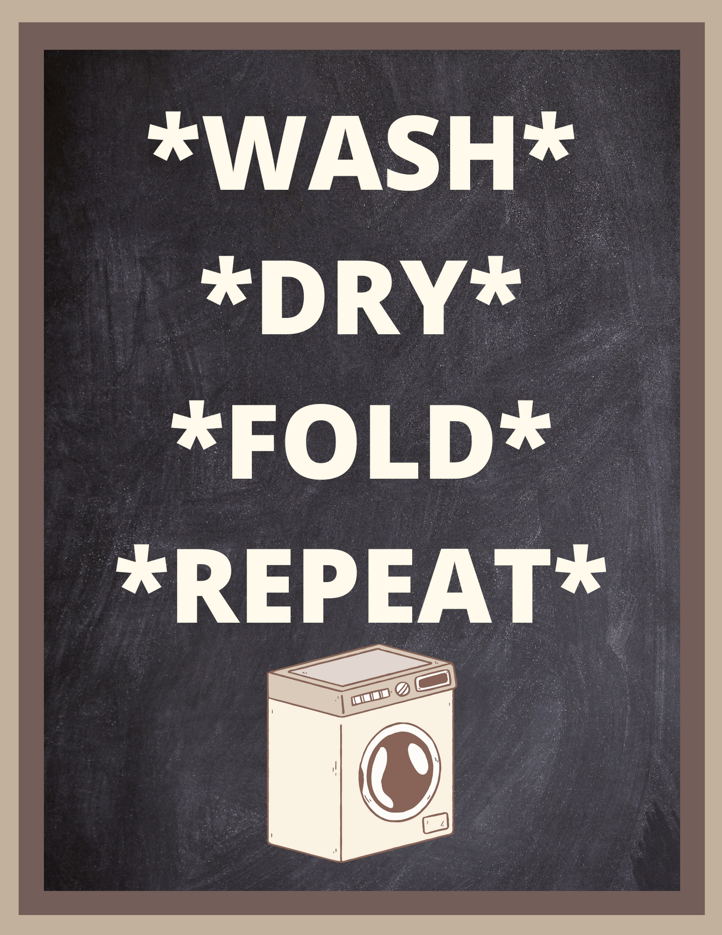 Printable Laundry Room Sign - "Wash" "Dry" "Fold" "Repeat"