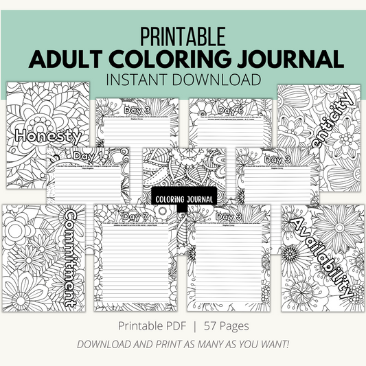 Printable Adult Coloring Journal