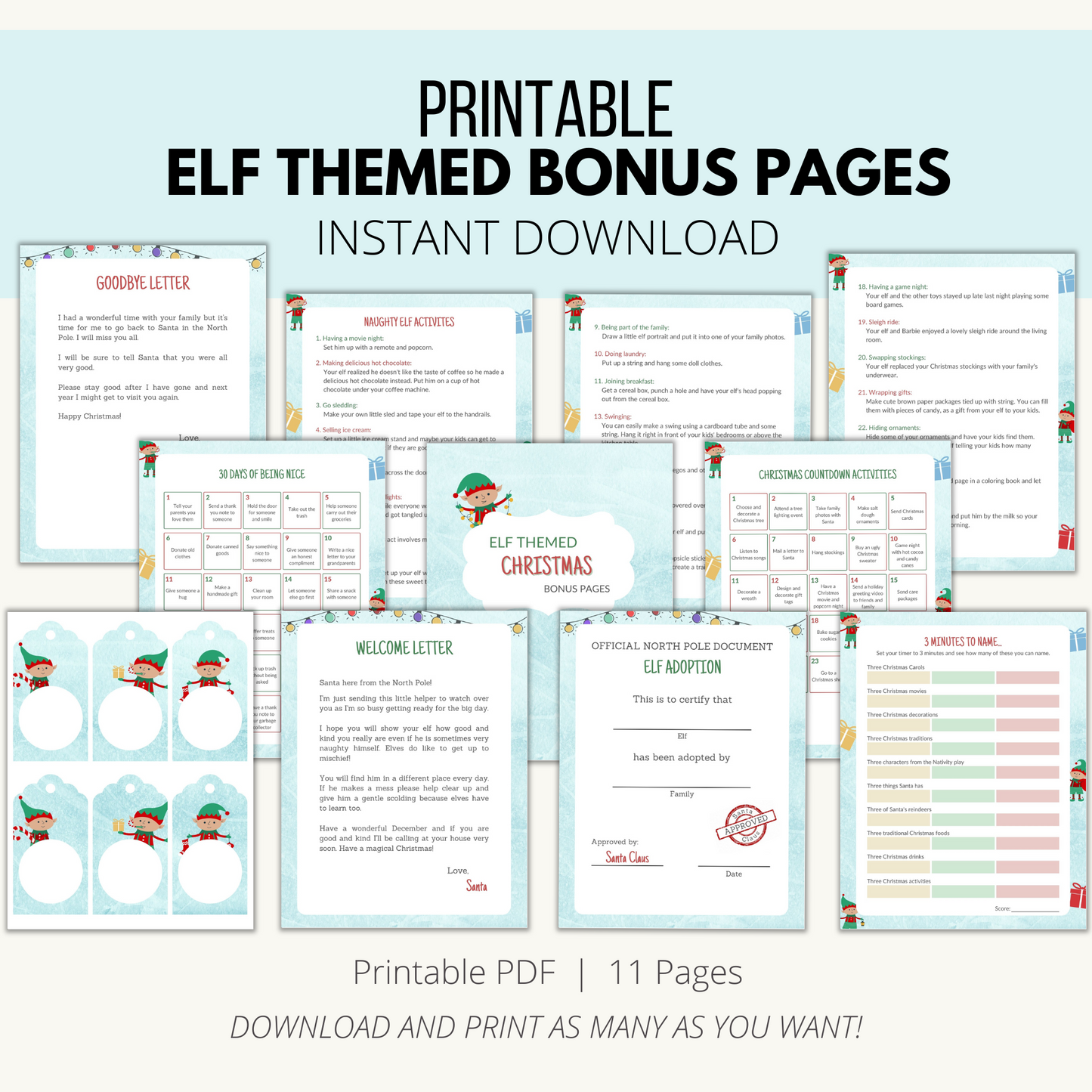 Elf Themed Bonus Pages