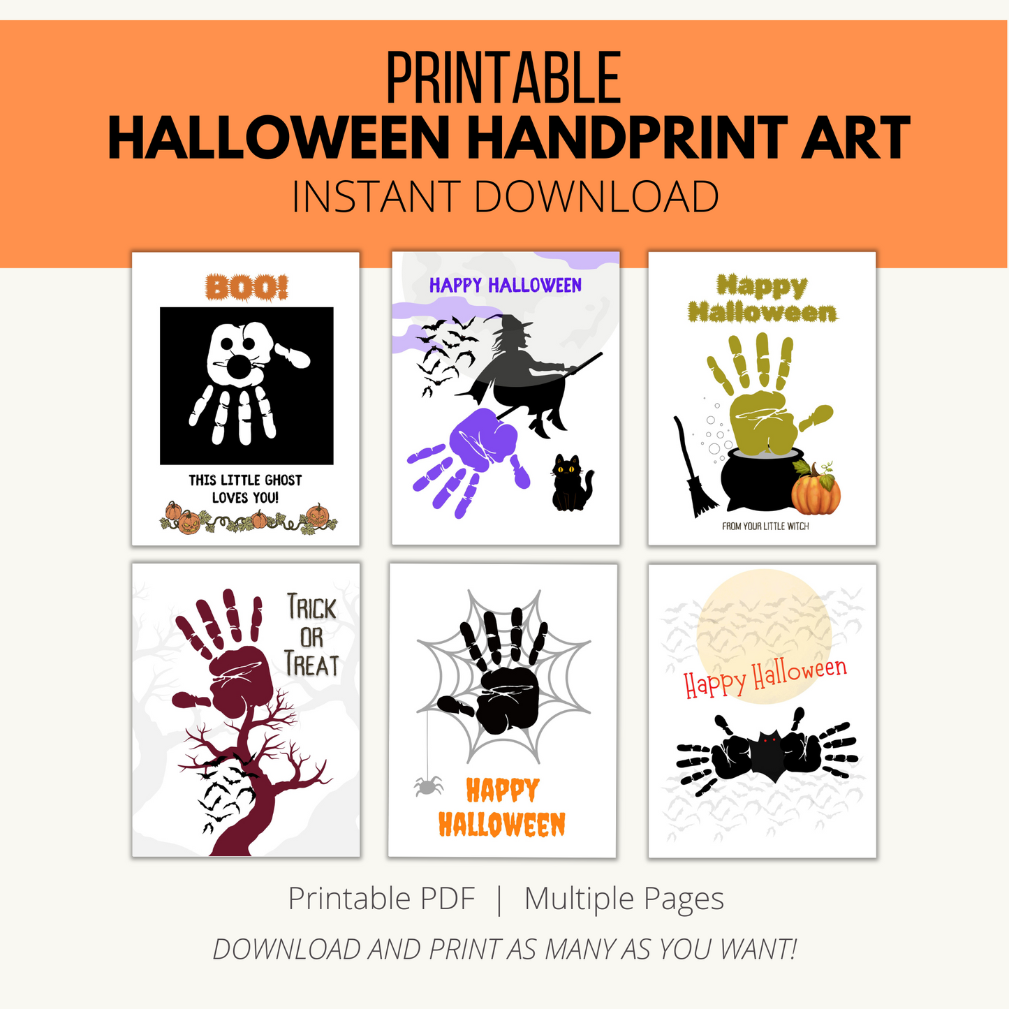 Printable Halloween Handprint Art 