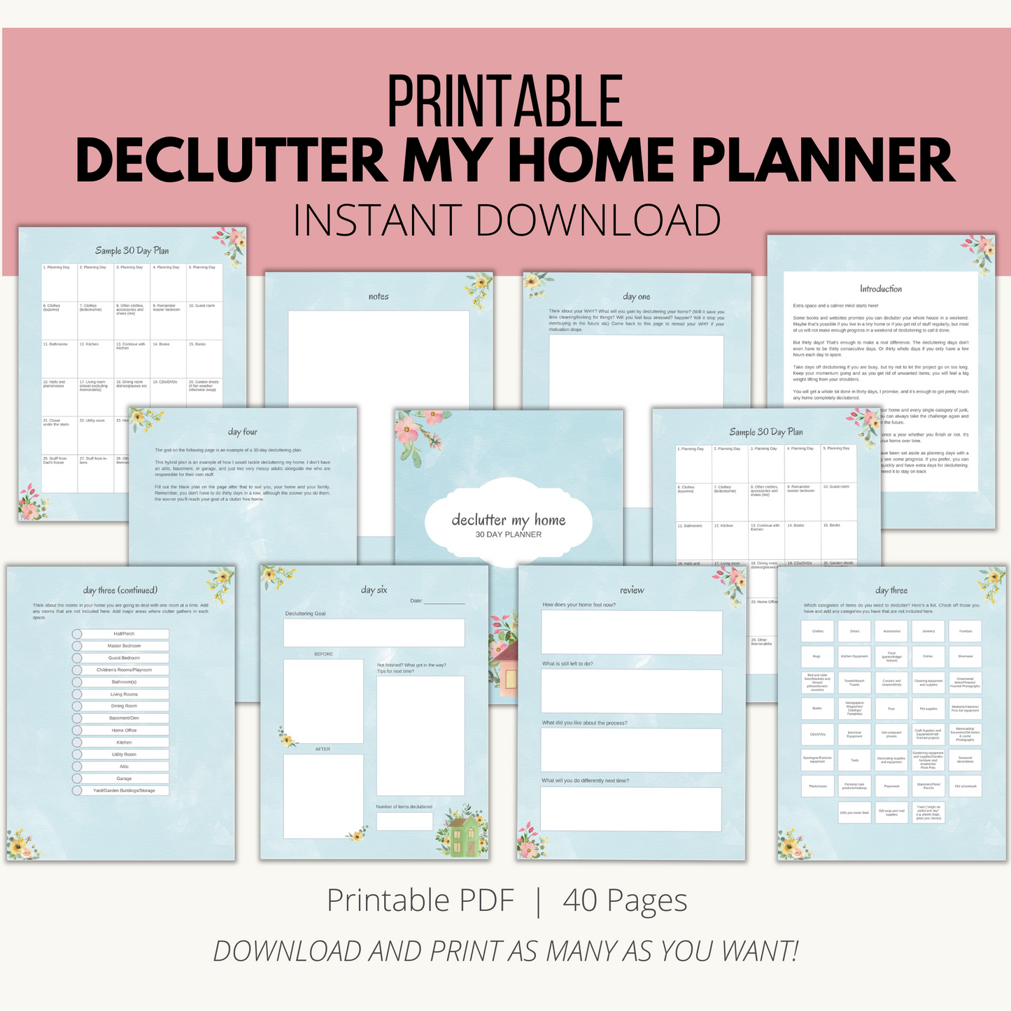 Printable Declutter My Home Planner