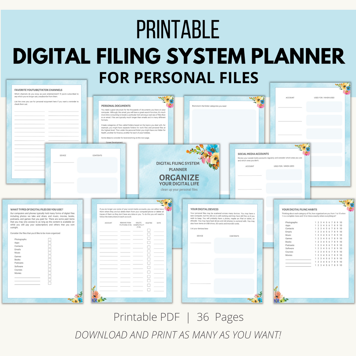 Computer Personal Filing System Digital Filing System Planner - Personal Files – Add A Little Adventure