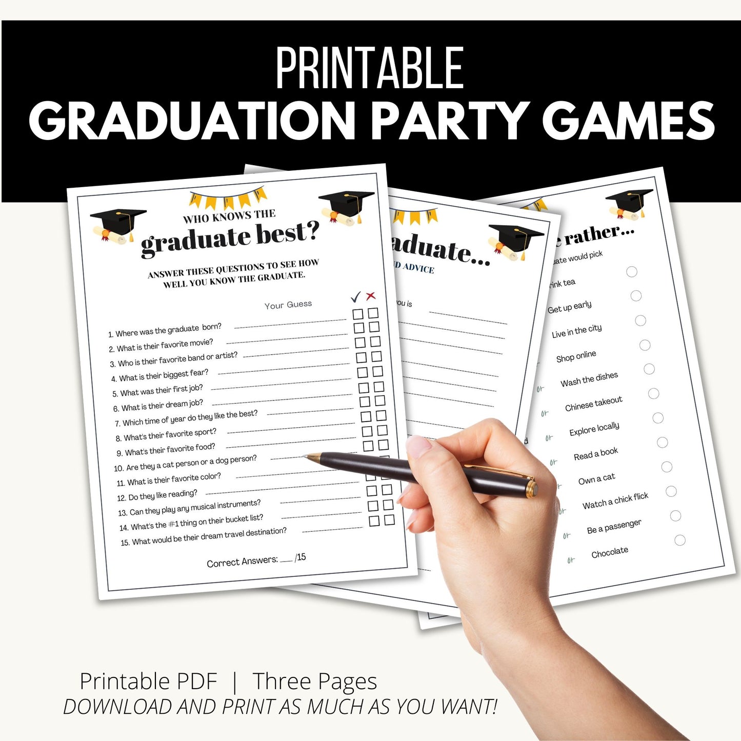 Printable Graduation Games