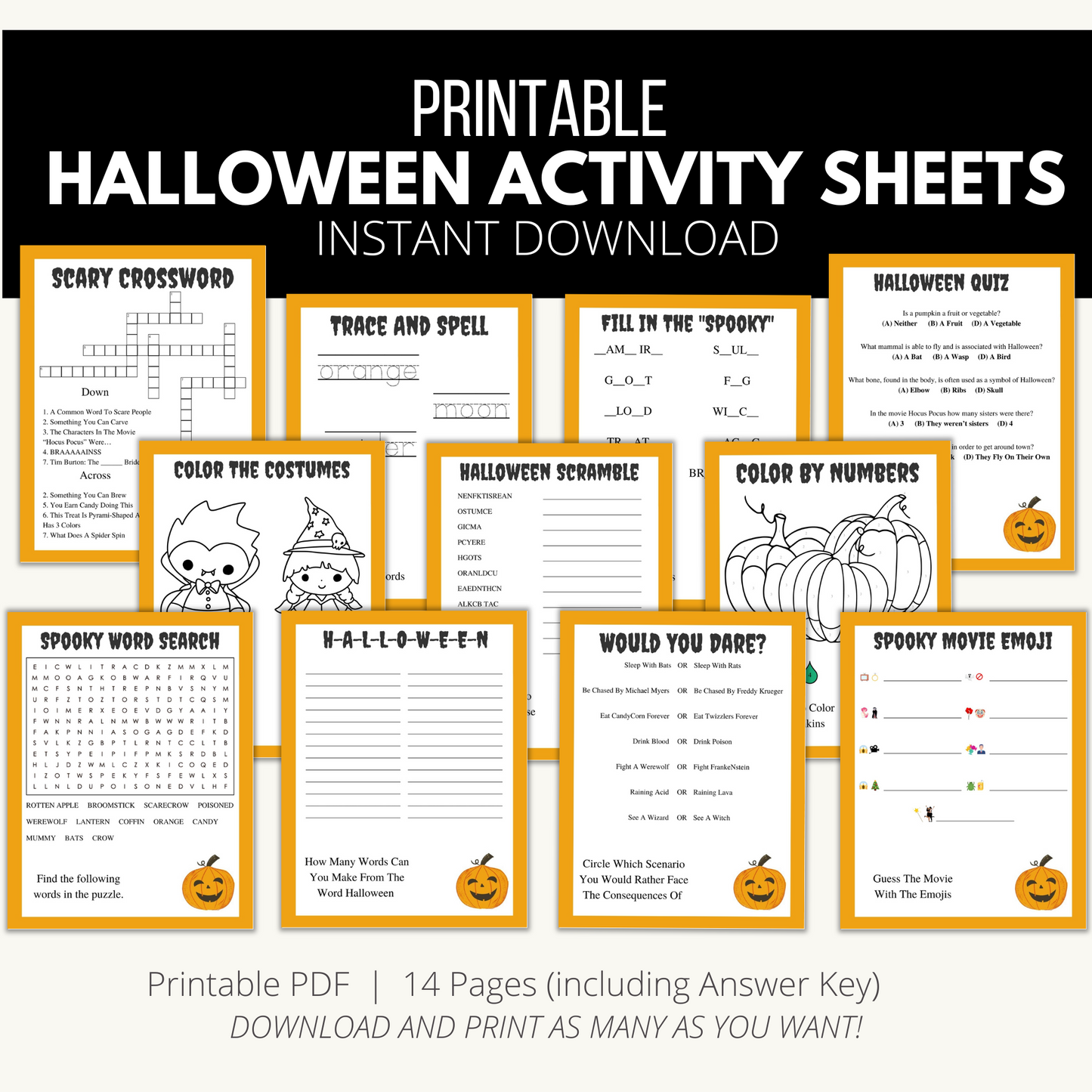 Printable Halloween Activity Sheets