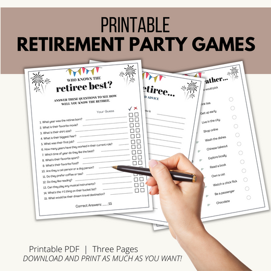 Printable Retirement Party Games