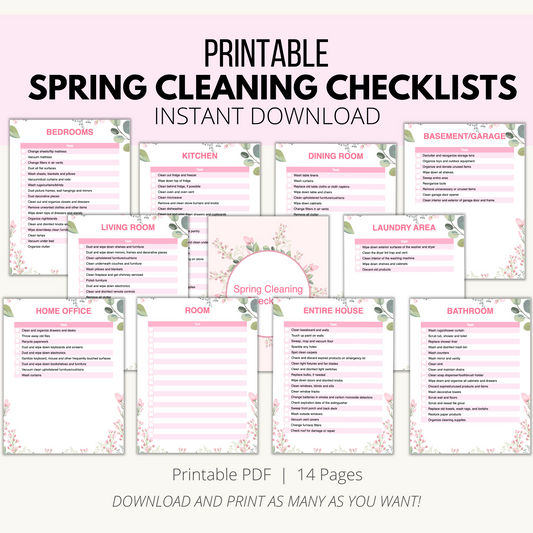 Printable Spring Cleaning Checklists