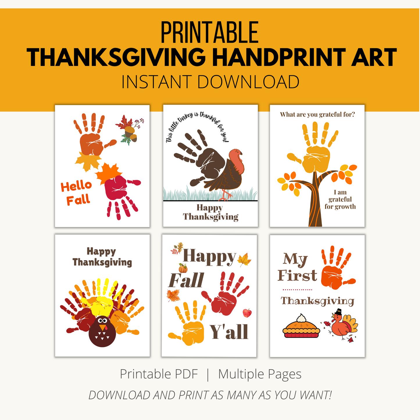 Printable Thanksgiving Handprint Art