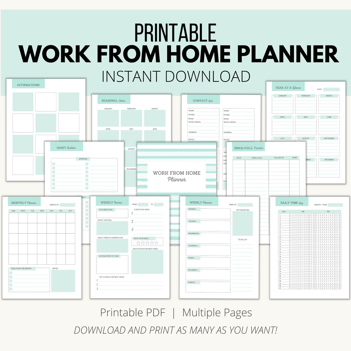Printable Work From Home Planner